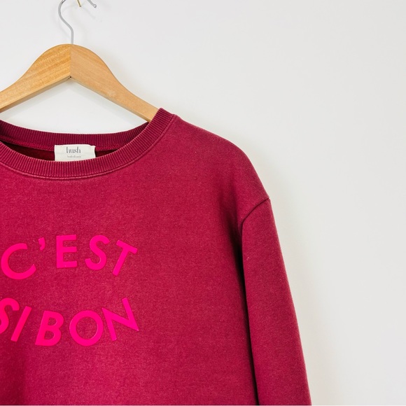 Hush Berry Burgundy Red C’est Sibon Slogan Causal Fit Sweatshirt Jumper UK S - Picture 2 of 11